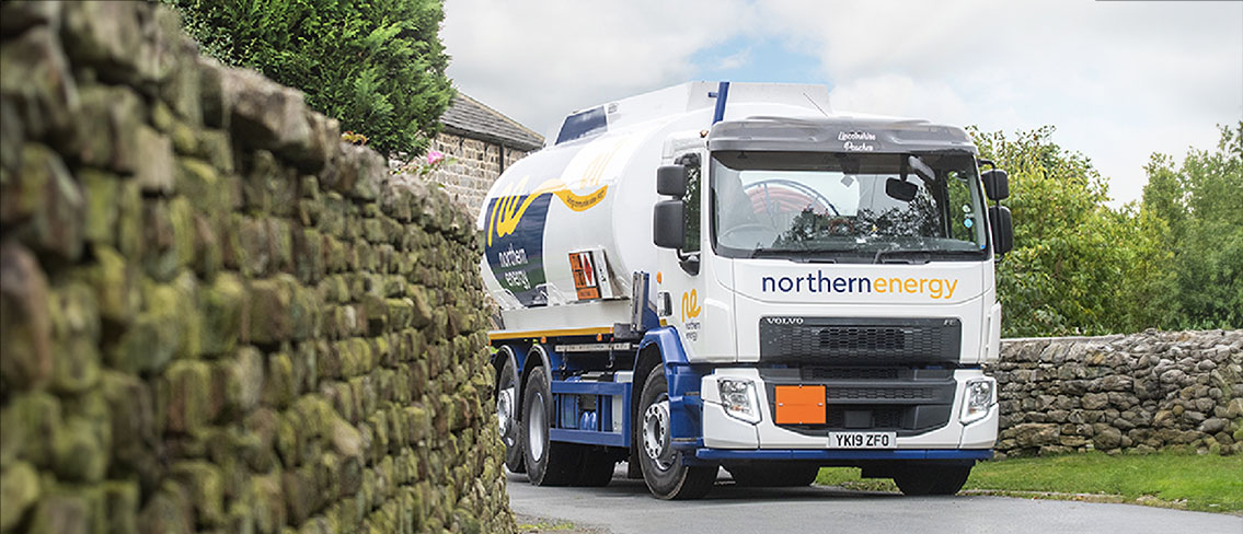Northern Energy oil truck driving on a road