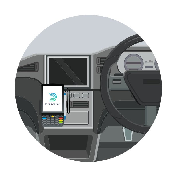 handheld in drivers cab